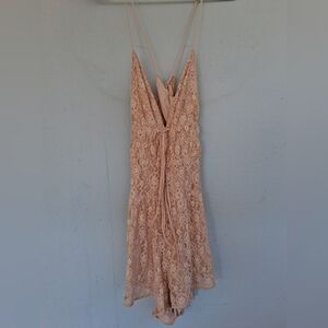 Free People Peach Lace Backless Romper
